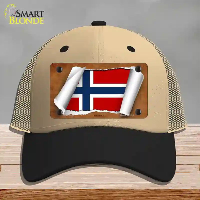 Norway Flag Scroll Novelty License Plate Hat Mesh / Khaki|Black