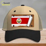 Costa Rica Flag Scroll Novelty License Plate Hat Mesh / Khaki|Black