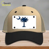 South Carolina White State Flag Novelty License Plate Hat Mesh / Khaki|Black