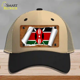 Kenya Flag Scroll Novelty License Plate Hat Mesh / Khaki|Black