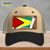 Guyana Flag Scroll Novelty License Plate Hat Mesh / Khaki|Black