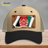 Afghanistan Flag Scroll Novelty License Plate Hat Mesh / Khaki|Black