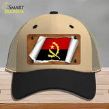 Angola Flag Scroll Novelty License Plate Hat Mesh / Khaki|Black