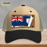 Anguilla Flag Scroll Novelty License Plate Hat Mesh / Khaki|Black