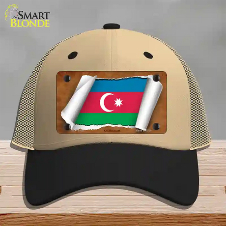 Azerbaijan Flag Scroll Novelty License Plate Hat Mesh / Khaki|Black