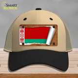 Belarus Flag Scroll Novelty License Plate Hat Mesh / Khaki|Black