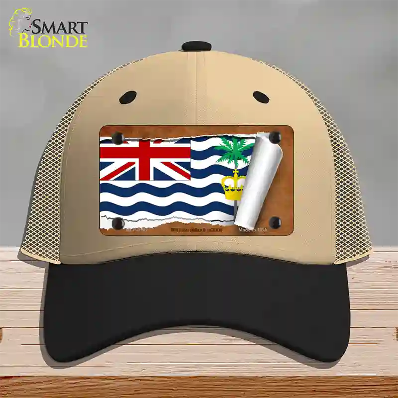 British Indian Ocean Flag Scroll Novelty License Plate Hat Mesh / Khaki|Black