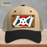 Burundi Flag Scroll Novelty License Plate Hat Mesh / Khaki|Black