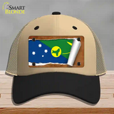 Christmas Islands Flag Scroll Novelty License Plate Hat Mesh / Khaki|Black