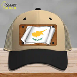 Cyprus Flag Scroll Novelty License Plate Hat Mesh / Khaki|Black