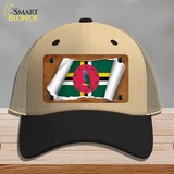 Dominica Flag Scroll Novelty License Plate Hat Mesh / Khaki|Black