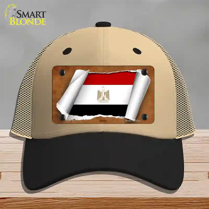 Egypt Flag Scroll Novelty License Plate Hat Mesh / Khaki|Black