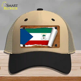 Equatorial Guinea Flag Scroll Novelty License Plate Hat Mesh / Khaki|Black