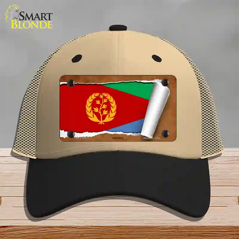 Eritrea Flag Scroll Novelty License Plate Hat Mesh / Khaki|Black