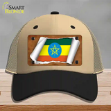 Ethiopia Flag Scroll Novelty License Plate Hat Mesh / Khaki|Black