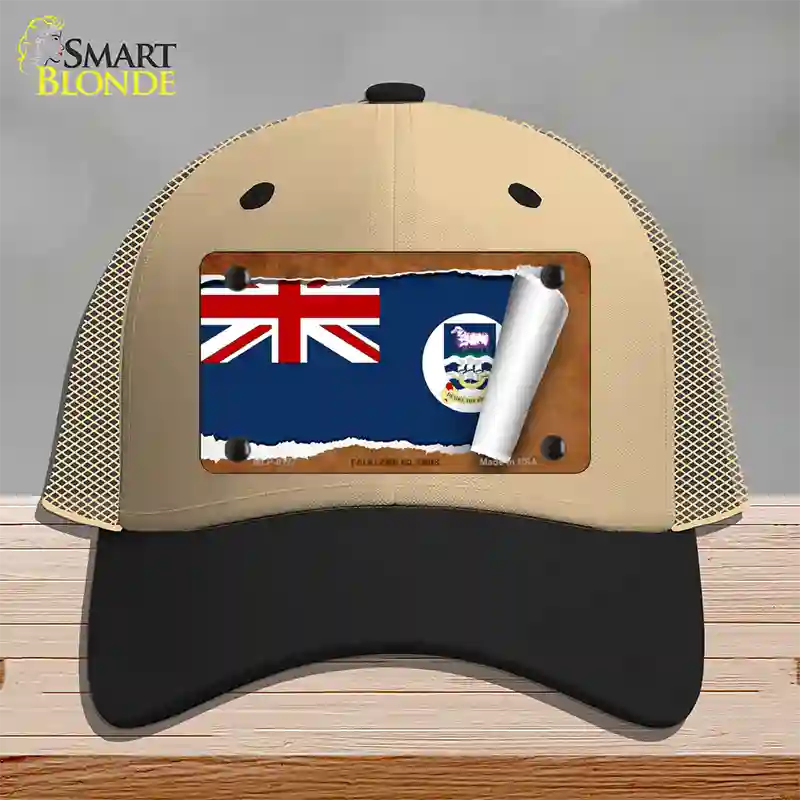 Falkland Islands Flag Scroll Novelty License Plate Hat Mesh / Khaki|Black