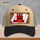 Gibraltar Flag Scroll Novelty License Plate Hat Mesh / Khaki|Black