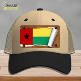 Guinea-Bissau Flag Scroll Novelty License Plate Hat Mesh / Khaki|Black