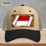 Indonesia Flag Scroll Novelty License Plate Hat Mesh / Khaki|Black