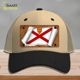 Jersey Flag Scroll Novelty License Plate Hat Mesh / Khaki|Black