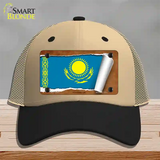 Kasakhstan Flag Scroll Novelty License Plate Hat Mesh / Khaki|Black