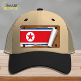 North Korea Flag Scroll Novelty License Plate Hat Mesh / Khaki|Black