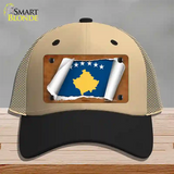 Kosovo Flag Scroll Novelty License Plate Hat Mesh / Khaki|Black