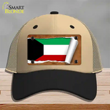 Kuwait Flag Scroll Novelty License Plate Hat Mesh / Khaki|Black