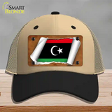 Libya Flag Scroll Novelty License Plate Hat Mesh / Khaki|Black