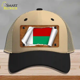 Madagascar Flag Scroll Novelty License Plate Hat Mesh / Khaki|Black