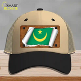 Mauritania Flag Scroll Novelty License Plate Hat Mesh / Khaki|Black