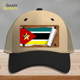 Mozambique Flag Scroll Novelty License Plate Hat Mesh / Khaki|Black