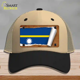 Naury Flag Scroll Novelty License Plate Hat Mesh / Khaki|Black