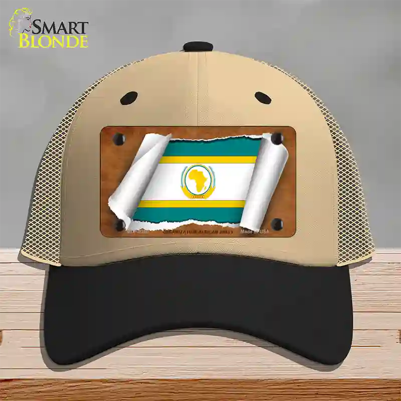 Organization African Unity Flag Scroll Novelty License Plate Hat Mesh / Khaki|Black