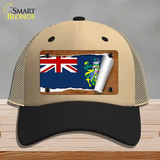 Pitcairn Islands Flag Scroll Novelty License Plate Hat Mesh / Khaki|Black