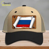 Russia Flag Scroll Novelty License Plate Hat Mesh / Khaki|Black