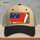 Samoa Flag Scroll Novelty License Plate Hat Mesh / Khaki|Black