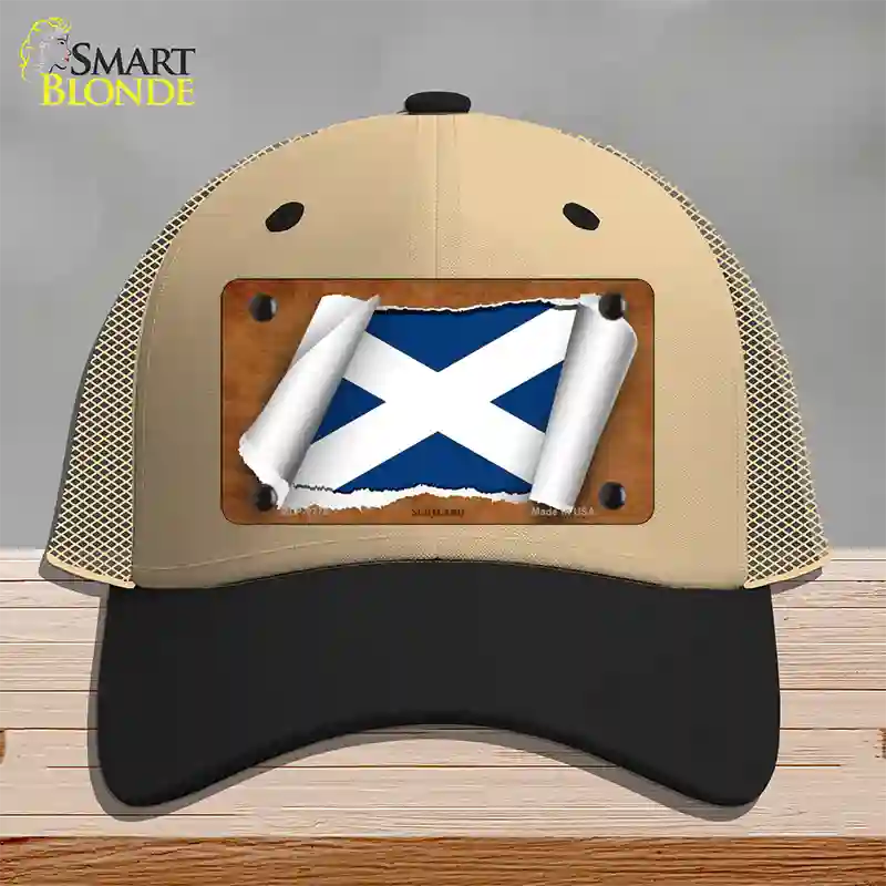 Scotland Flag Scroll Novelty License Plate Hat Mesh / Khaki|Black