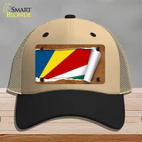 Seychelles Flag Scroll Novelty License Plate Hat Mesh / Khaki|Black