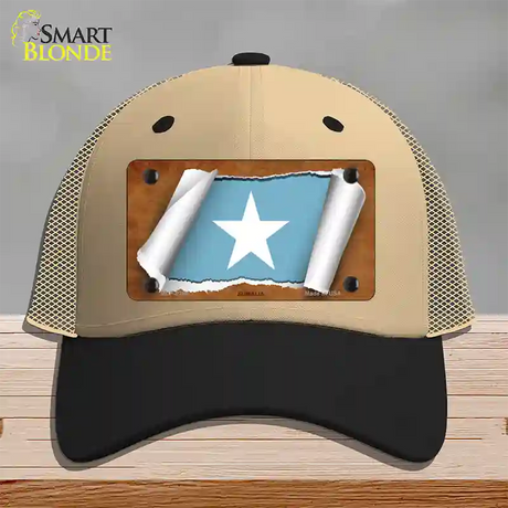 Somalia Flag Scroll Novelty License Plate Hat Mesh / Khaki|Black