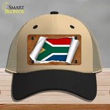 South Africa Flag Scroll Novelty License Plate Hat Mesh / Khaki|Black