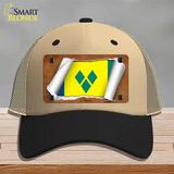 St Vincent Flag Scroll Novelty License Plate Hat Mesh / Khaki|Black