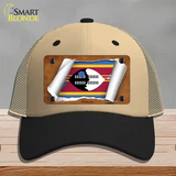 Swaziland Flag Scroll Novelty License Plate Hat Mesh / Khaki|Black