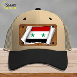 Syria Flag Scroll Novelty License Plate Hat Mesh / Khaki|Black