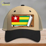 Togo Flag Scroll Novelty License Plate Hat Mesh / Khaki|Black