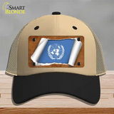 United Nations Flag Scroll Novelty License Plate Hat Mesh / Khaki|Black