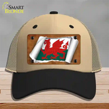 Wales Flag Scroll Novelty License Plate Hat Mesh / Khaki|Black