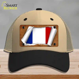 France Flag Scroll Novelty License Plate Hat Mesh / Khaki|Black