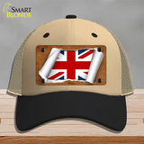 Britain Flag Scroll Novelty License Plate Hat Mesh / Khaki|Black