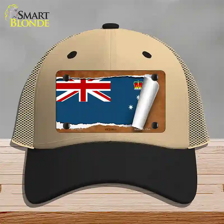 Victoria Flag Scroll Novelty License Plate Hat Mesh / Khaki|Black